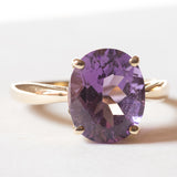 Anello vintage da cocktail in oro 8K con ametista (4.30ct ca.), anni ‘70/‘80