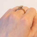 Anello a navette vintage in oro 18K con diamanti (0.20ctw ca.), anni ‘50/‘60