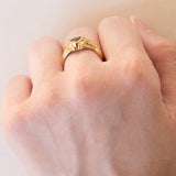 Anello vintage in oro 18K con peridoto verde, anni ‘70