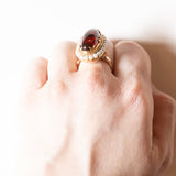 đ Anello vintage in oro 18K con ambra e perline, anni '50