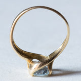 Anello vintage in oro 18K con acquamarina, anni ‘50/‘60