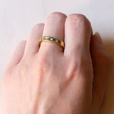 Anello vintage in oro 18K con smeraldi (0.12ctw ca.) e diamanti (0.10ctw ca.), anni ‘70