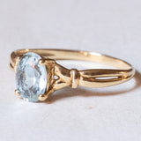 Anello vintage in oro 18K con acquamarina, anni ‘50/‘60