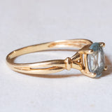 Anello vintage in oro 18K con acquamarina, anni ‘50/‘60