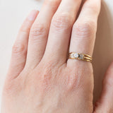 Anello retrò in oro 18K con pietra bianca, anni ‘40