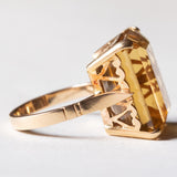 Anello vintage da cocktail in oro 18K con quarzo citrino (15ct ca.), anni ‘60