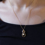 Pendente vintage in oro 8K con perla e diamanti, anni ‘50/‘60