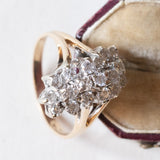 Anello vintage in oro giallo 14K e in oro bianco 14K con diamanti (1ctw ca.), anni ‘70