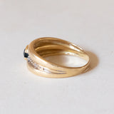 Anello a fascia vintage in oro 18K con topazio, anni ‘50/‘60