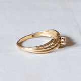 Solitario vintage in oro 18K con pietra imitazione di diamante, anni '60/'70