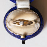 Solitaire vintage en or 14 carats avec diamant taillé en brillant (env. 0,10 ct), années 1970