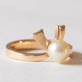 Anello vintage in oro 18K con perla, anni ‘50