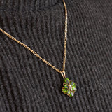 Collana vintage in oro 8K con cromodiopsidi e diamanti, anni ‘80