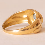 Anello vintage in oro giallo 18K con topazio azzurro (1ct ca.), anni ‘70/‘80