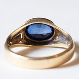 Anello vintage in oro 9K con zaffiro sintetico, anni ‘60/‘70