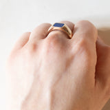 Anello da sigillo vintage in oro 14K con lapislazzuli, anni ‘50/‘60