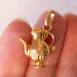 Ciondolo vintage a forma di caffettiera in oro 18K