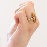 Anello a navette vintage in oro 18K con diamanti (1ctw ca.), anni ‘70
