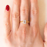 Anello vintage in oro giallo 18K con topazio azzurro (0.80ct ca.), anni ‘60