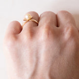 Anello vintage in oro 18K con perla, anni ‘50
