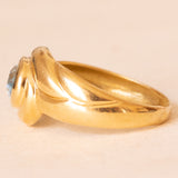 Anello vintage in oro giallo 18K con topazio azzurro (1ct ca.), anni ‘70/‘80