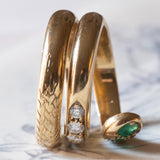 Anello a serpente vintage in oro giallo 18K con smeraldi e diamanti (0.60ctw ca.), anni ‘60