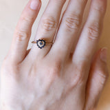 Anello vintage a cuore in oro 18K con topazi e diamante, anni ‘60/‘70