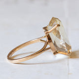 Vintage 18K Gold Cocktail Ring with Light Green Quartz, 1960s