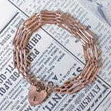Braccialetto vintage in oro rosa 8K con lucchetto a cuore, 1990