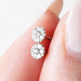 Orecchini vintage in oro bianco 18K con diamanti di taglio huit-huit (0.14ctw ca.), anni ‘60