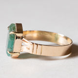 🐍 Solitario vintage in oro 14K con smeraldo, anni ‘40/‘50