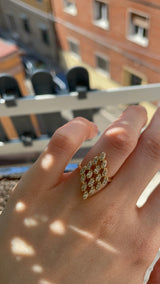Bague vintage en or 14 carats avec diamants taille marquise, années 1950/1960