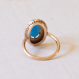 Bague Turquoise Antique en Or 18K et Perles, 1930s