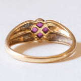 Anello vintage in oro giallo 18K con rubini, anni ‘70
