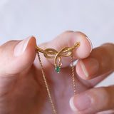 Collana vintage in oro 18K con smeraldo, anni '60/'70