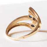 Anello vintage in oro 18K con zaffiri e diamante, anni ‘70