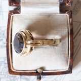 Anello vintage da cocktail in oro 14K con quarzo fumè, anni ‘60