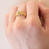 Anello vintage in oro 18K con peridoto verde, anni ‘70
