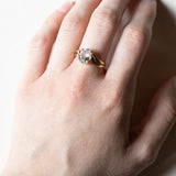 Anello vintage in oro 18K con acquamarina, anni ‘50/‘60