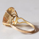 Anello vintage da cocktail in oro 18K con quarzo citrino (6ct ca.), anni ‘50/‘60