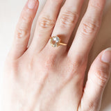 Anello vintage da cocktail in oro 18K con acquamarina, anni ‘50
