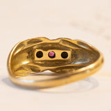 Anello vintage in oro 18K con rubini, anni ‘60/‘70