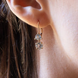 Boucles d'oreilles vintage en or 14 carats avec aigues-marines, années 70/80