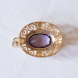 Vintage 8K gold pendant with amethyst, 60s / 70s