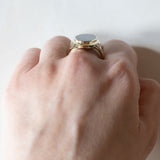 Anello vintage da sigillo in oro 14K con lapislazzuli, anni ‘50/‘60