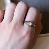 Art Deco solitaire in 18K gold and silver with approx. 1ct diamond, 1920s