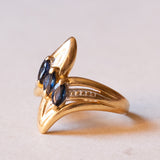 Anello vintage in oro 18K con zaffiri, anni ‘60