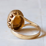 Anello vintage in oro 18K con quarzo citrino arancione, anni ‘70