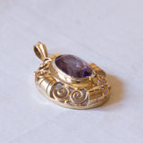 Vintage 8K gold pendant with amethyst, 60s / 70s