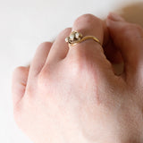 Anello Art Nouveau in oro giallo 18K con perline, anni '10/'20